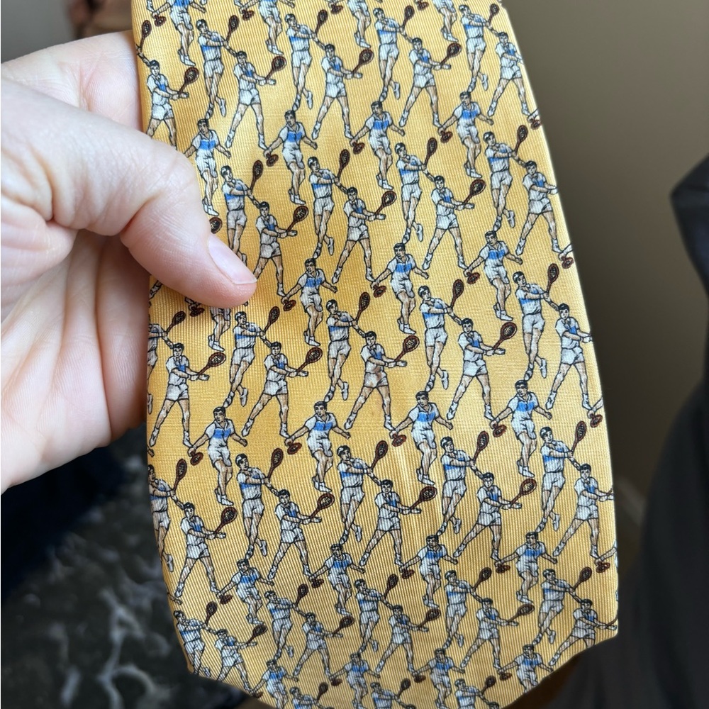 Vintage POLO Ralph Lauren 100% Silk Men's Tie Tennis Made by Hand USA